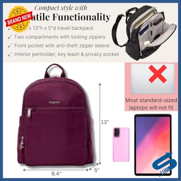 Anti-Theft Travel Backpack 9.4x13x5 Locking Zippers RFID Slash-Resistant main image 7
